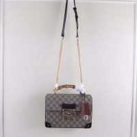 Gucci GG Women Padlock GG Small Bamboo Shoulder Bag Beige