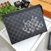 Louis Vuitton LV Men Pochette Voyage MM Damier Graphite Canvas-Grey