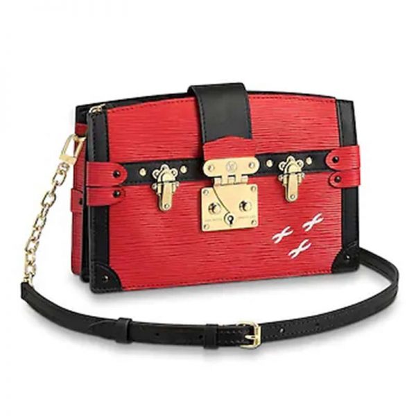 Louis Vuitton LV Women Trunk Clutch Handbag in Supple Epi-Red