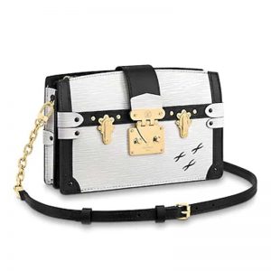 Louis Vuitton LV Women Trunk Clutch Handbag in Supple Epi-White