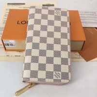 Louis Vuitton LV Women Zippy Wallet Damier Azur Canvas-Pink