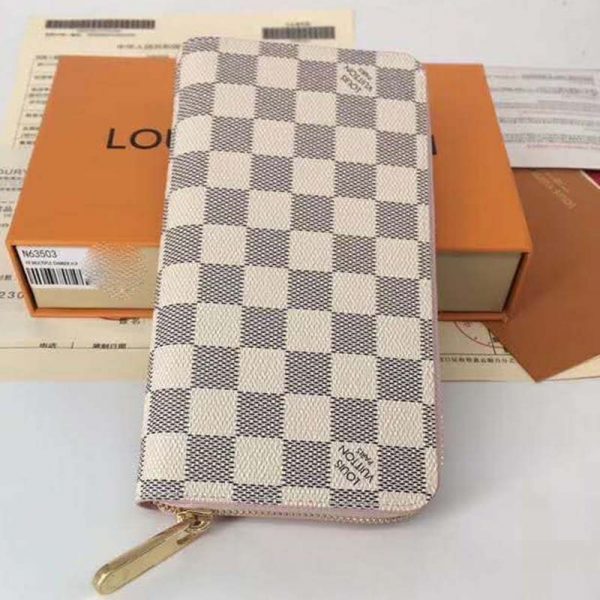 Louis Vuitton LV Women Zippy Wallet Damier Azur Canvas-Pink (2)