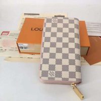 Louis Vuitton LV Women Zippy Wallet Damier Azur Canvas-Pink