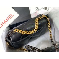 Chanel Women Clutch with Chain in Shiny Lambskin Leather-Black