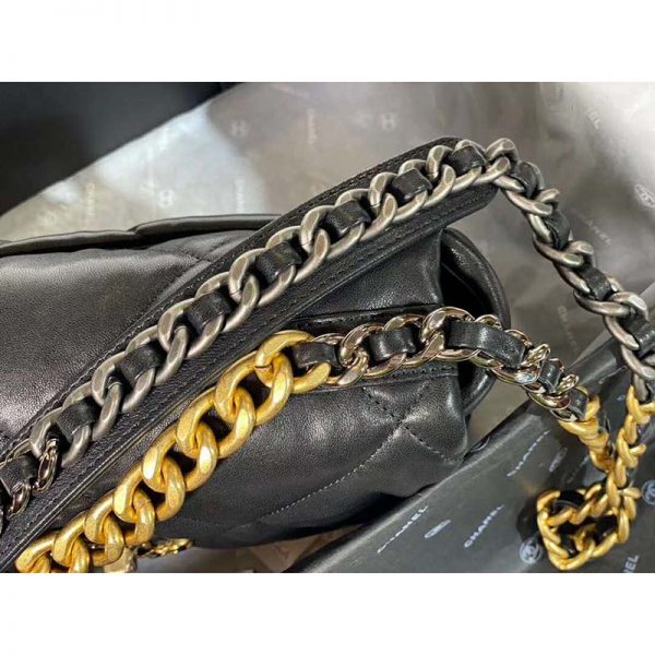 Chanel Women Chanel 19 Flap Bag in Goatskin Leather-Black (12)