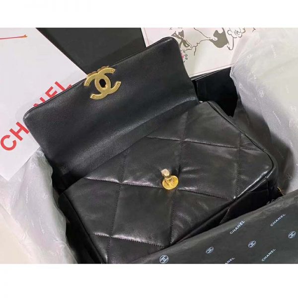 Chanel Women Chanel 19 Flap Bag in Goatskin Leather-Black (4)