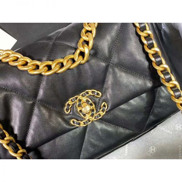 Chanel Women Chanel 19 Flap Bag in Goatskin Leather-Black (7)