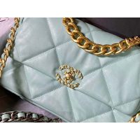 Chanel Women Chanel 19 Flap Bag in Lambskin Leather-Blue