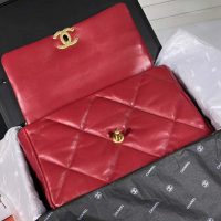 Chanel Women Chanel 19 Large Flap Bag Goatskin Leather-Red