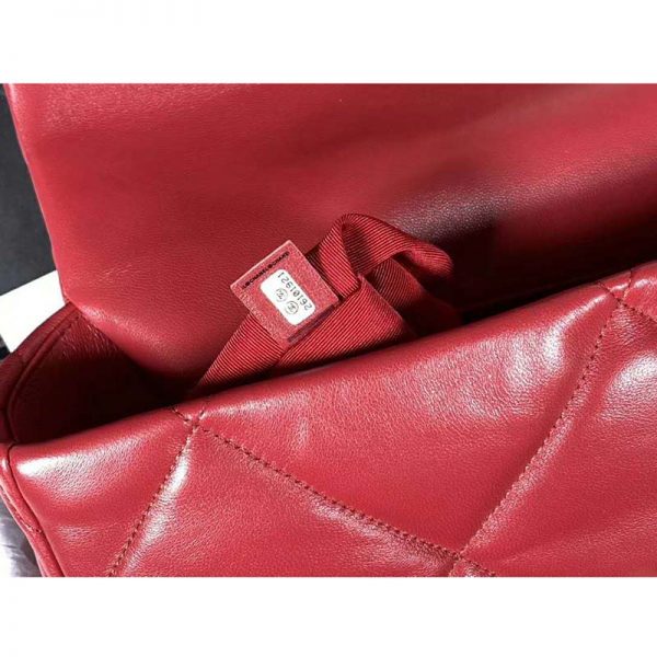 Chanel Women Chanel 19 Large Flap Bag Goatskin Leather-Red (8)