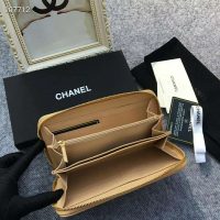 Chanel Women Chanel 19 Long Zipped Wallet Lambskin Leather-Beige