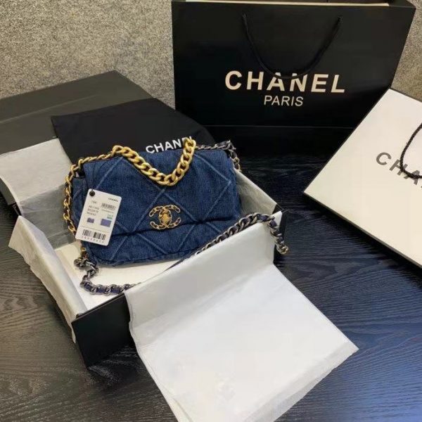 Chanel Women Chanel 19 Wallet On Chain Denim Blue (11)