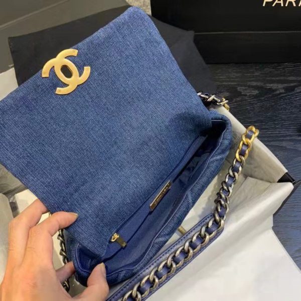Chanel Women Chanel 19 Wallet On Chain Denim Blue (16)