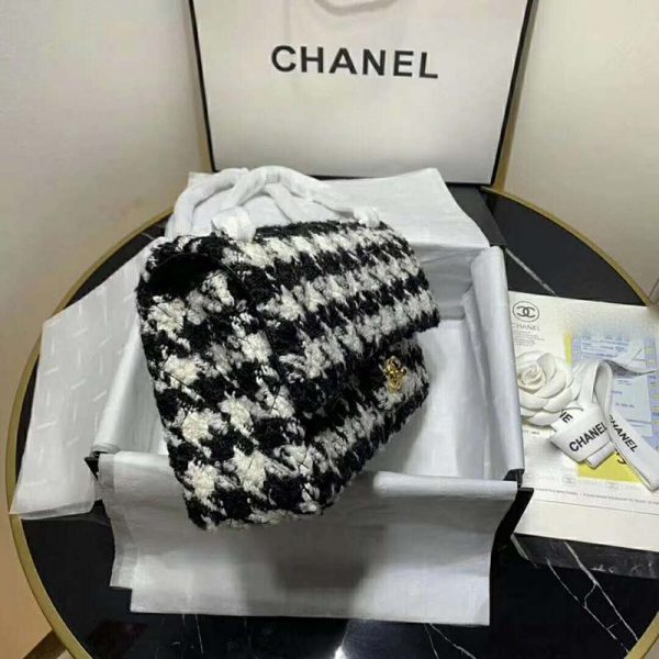 Chanel Women Classic Handbag in Tweed & Gold-Tone Metal-Black (3)