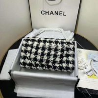 Chanel Women Classic Handbag in Tweed & Gold-Tone Metal-Black