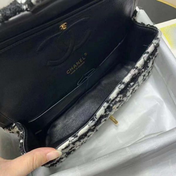 Chanel Women Classic Handbag in Tweed & Gold-Tone Metal-Black (8)