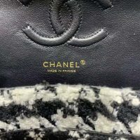 Chanel Women Classic Handbag in Tweed & Gold-Tone Metal-Black