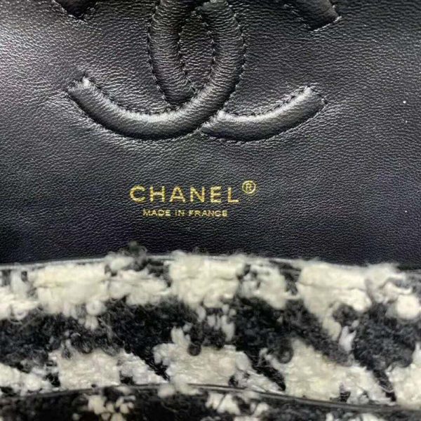 Chanel Women Classic Handbag in Tweed & Gold-Tone Metal-Black (9)