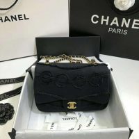 Chanel Women Flap Bag Denim & Gold-Tone Metal-Black