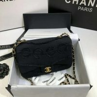 Chanel Women Flap Bag Denim & Gold-Tone Metal-Black