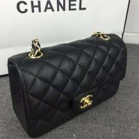 Chanel Women Flap Bag Grained Calfskin & Gold-Tone Metal-Black