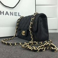 Chanel Women Flap Bag Grained Calfskin & Gold-Tone Metal-Black