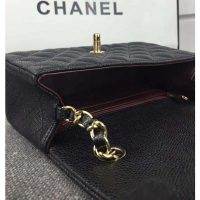 Chanel Women Flap Bag Grained Calfskin & Gold-Tone Metal-Black