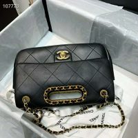 Chanel Women Flap Bag Lambskin Leather Gold-Tone Metal-Black