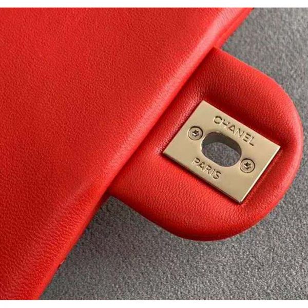 Chanel Women Flap Bag Lambskin Resin & Gold-Tone Metal-Red (1)