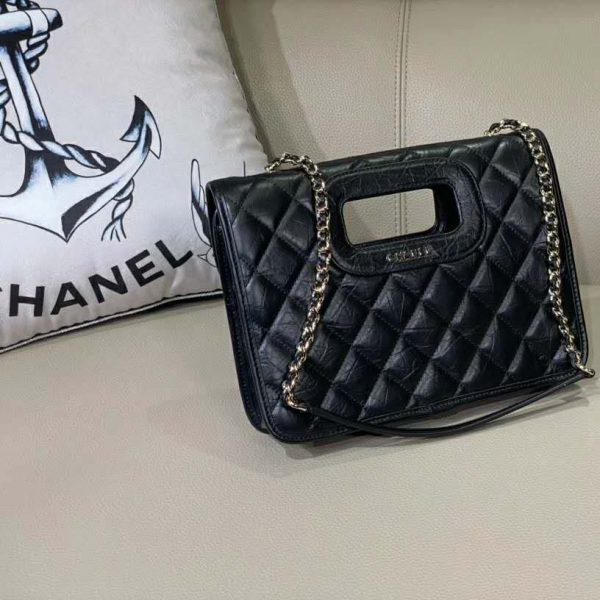 Chanel Women Flap Bag in Aged Calfskin Leather-Black (11)