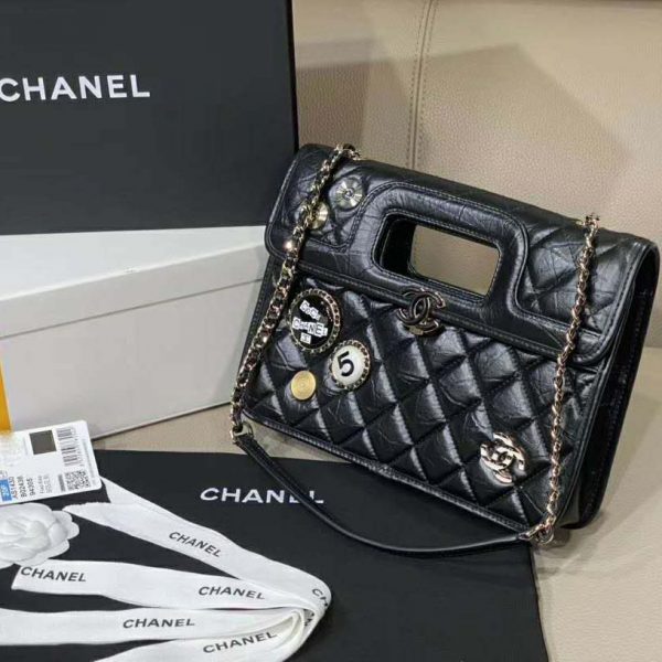Chanel Women Flap Bag in Aged Calfskin Leather-Black (7)