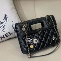 Chanel Women Flap Bag in Aged Calfskin Leather-Black