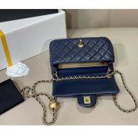 Chanel Women Flap Bag in Lambskin Leather-Navy