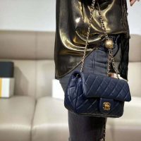 Chanel Women Flap Bag in Lambskin Leather-Navy