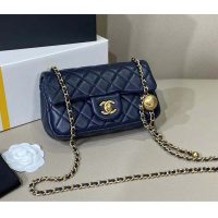 Chanel Women Flap Bag in Lambskin Leather-Navy