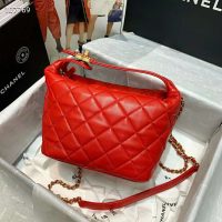 Chanel Women Hobo Bag in Lambskin Leather Gold Metal-Red (1)