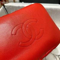 Chanel Women Hobo Bag in Lambskin Leather Gold Metal-Red (1)