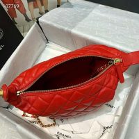 Chanel Women Hobo Bag in Lambskin Leather Gold Metal-Red (1)