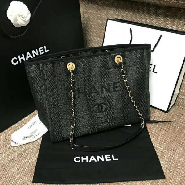 Chanel Women Large Shopping Bag in Mixed Fibers-Black (3)