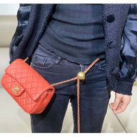 Chanel Women Mini Flap Bag in Lambskin Leather-Orange