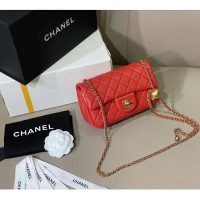 Chanel Women Mini Flap Bag in Lambskin Leather-Orange