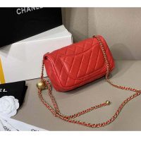 Chanel Women Mini Flap Bag in Lambskin Leather-Orange