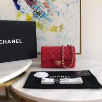 Chanel Women Mini Flap Bag in Lambskin Leather-Orange