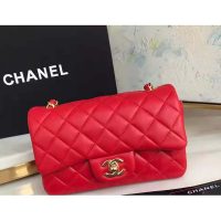 Chanel Women Mini Flap Bag in Lambskin Leather-Orange