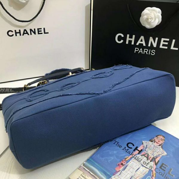 Chanel Women Shopping Bag Denim & Gold-Tone Metal Navy Blue (5)