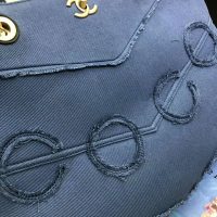 Chanel Women Shopping Bag Denim & Gold-Tone Metal Navy Blue