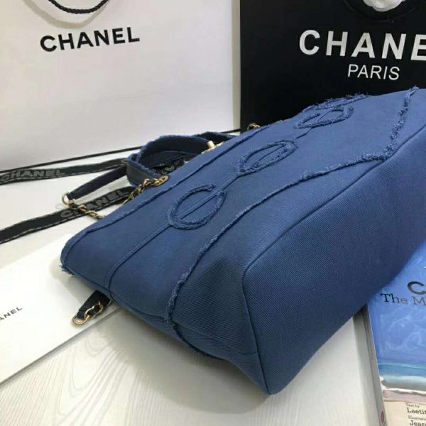 Chanel Women Shopping Bag Denim & Gold-Tone Metal Navy Blue (7)