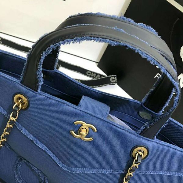 Chanel Women Shopping Bag Denim & Gold-Tone Metal Navy Blue (8)
