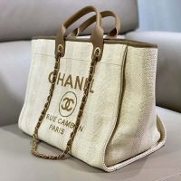 Chanel Women Shopping Bag in Mixed Fibers-Beige