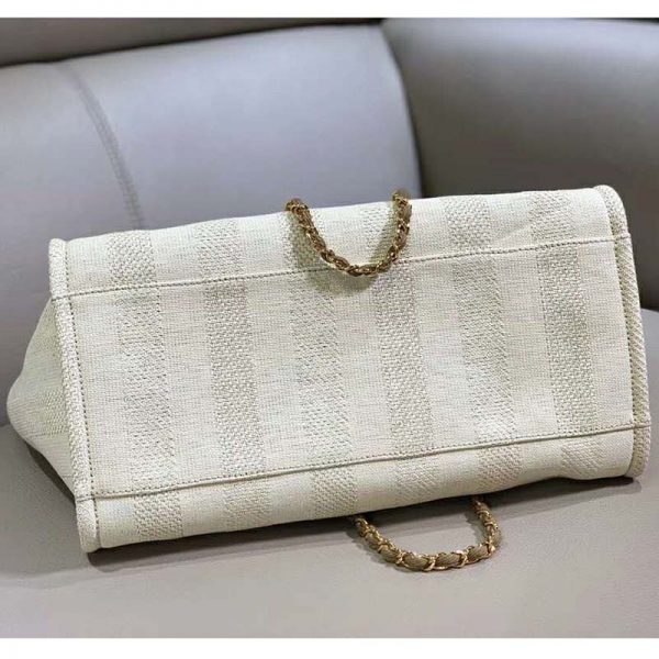 Chanel Women Shopping Bag in Mixed Fibers-Beige (12)